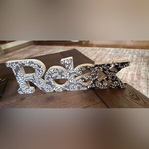 Hand crafted upcycled black and White Decorative 'Relax' Sign